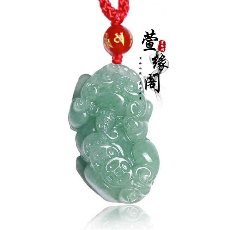 天然东陵玉貔貅吊坠绿东陵玉
