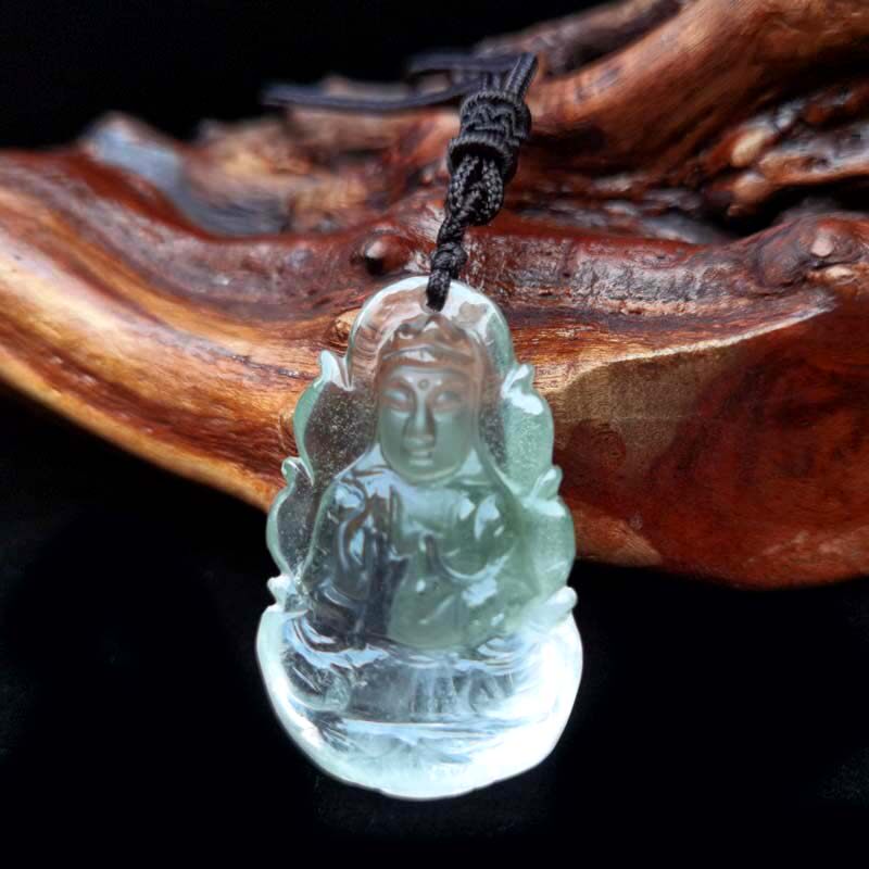 天然绿幽灵满天星观音吊坠招财聚财守财 48*30*18mm 26.8克 027