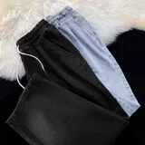 Джинсы подходит для мужчин и женщин, парная одежда для влюбленных для отдыха, штаны, свободный прямой крой, в американском стиле