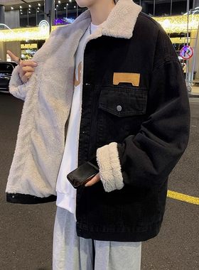 情侣休闲加绒加厚牛仔夹克外套