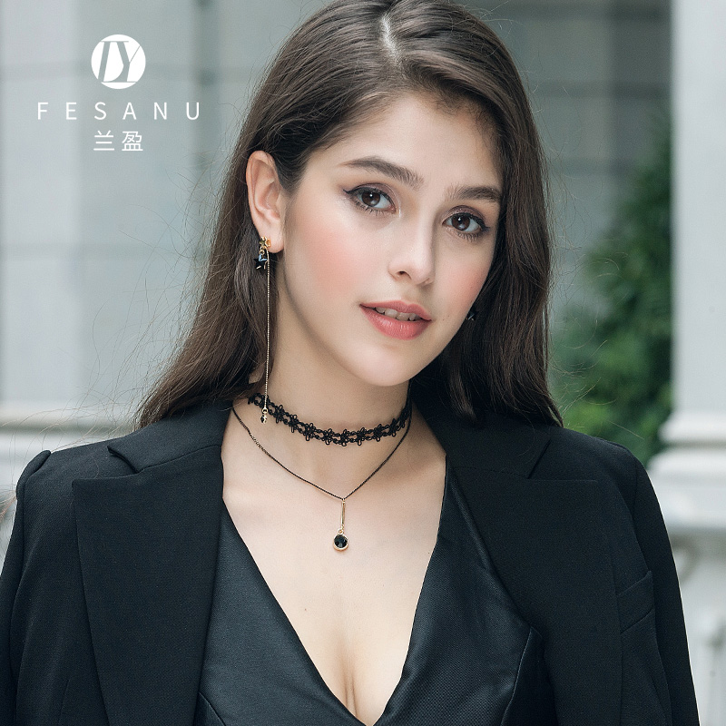 兰盈choker项圈颈链 颈带女个性锁骨链个性脖链颈链蝴蝶结短项链