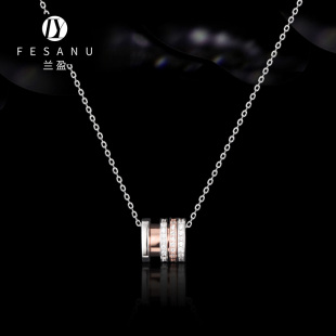 兰盈水晶玫瑰金项链女小蛮腰吊坠 轻奢锁骨链项链 S925银首饰法式