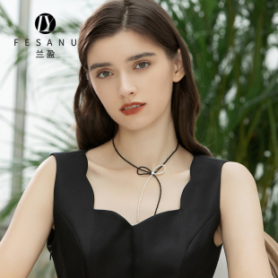 兰盈珍珠母贝蝴蝶结项链轻奢小众设计锁骨链女时尚吊坠脖子链礼物