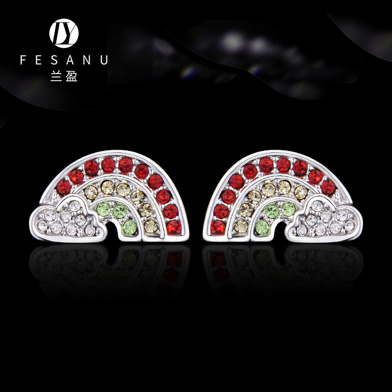 兰盈奥地利水晶彩虹耳钉