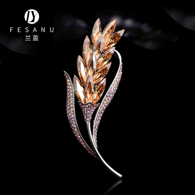 兰盈奥地利水晶胸针 欧美风装饰品大衣胸花女双用毛衣链女丝巾扣