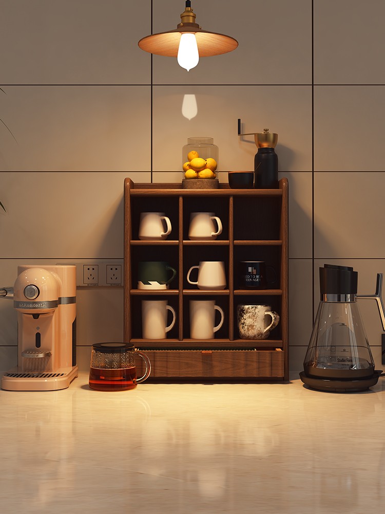 实木杯存储架壁挂木格墙格架水杯茶杯展示架杯架