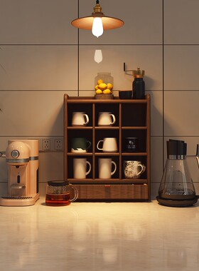 实木杯存储架壁挂木格墙格架水杯茶杯展示架杯架