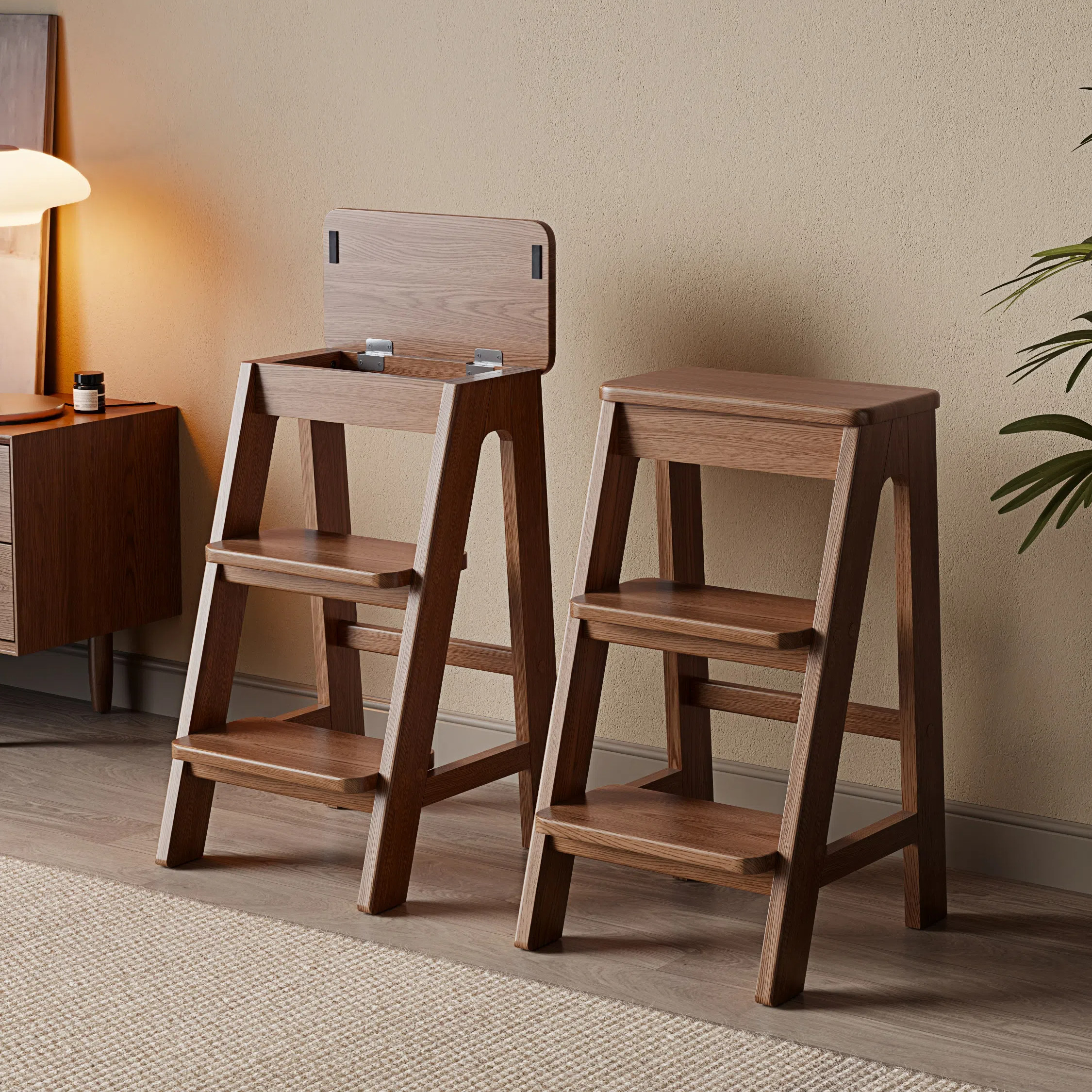冬木实木梯凳垫脚椅家用爬高台阶饭厅吧台椅可储物多功能登高凳子,住宅家具,梯凳,淘宝优惠券,粉丝福利购,淘宝优惠卷
