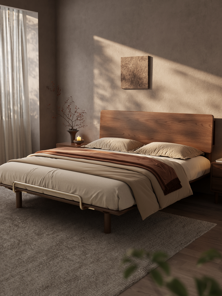 东木实木床双人床1.8米卧室家庭简单现代1.5包豪斯单人床主卧室大