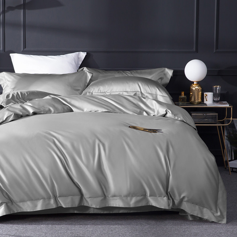 清仓特价！欧式100支长绒棉贡缎纯色四件套纯棉简约裸睡高端床品