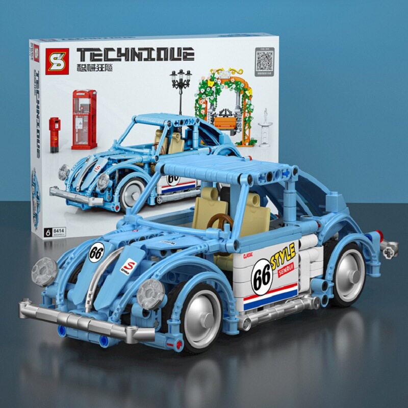 加致s牌8414积械狂飚回力甲壳虫兼容乐高跑车积木男孩拼装玩具