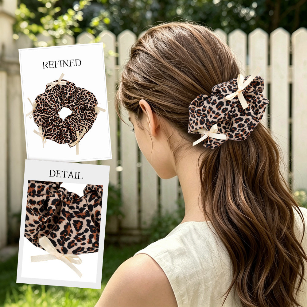 韩版豹纹蝴蝶结大肠发圈