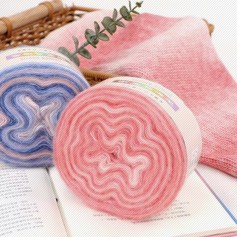 6色渐变马海毛线手工编织材料包
