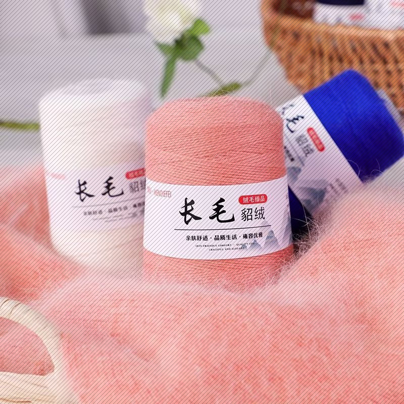 长毛水貂绒兔手编帽子围巾线团