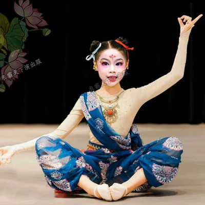 新款敦煌飞天莲花化生舞蹈服中国风异域风情仙童儿童汉唐舞古典服