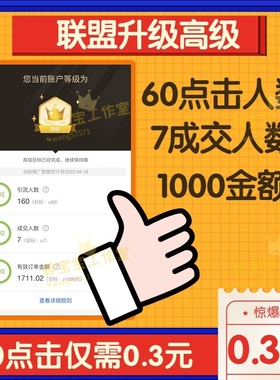 淘宝联盟7成交人数高佣升级高级账户1000成交金额60点击人数指导