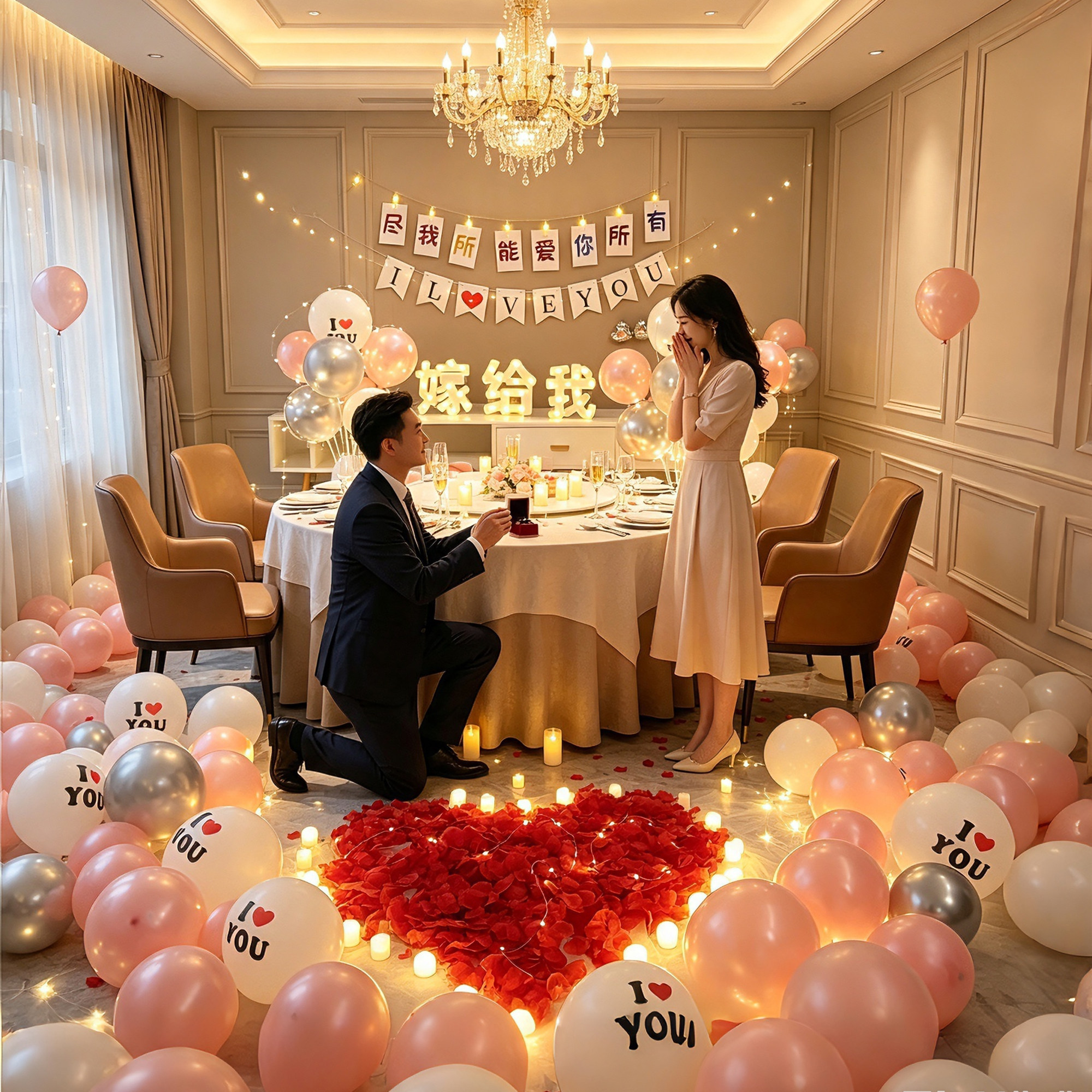 七夕表白求婚浪漫气球布置装饰品