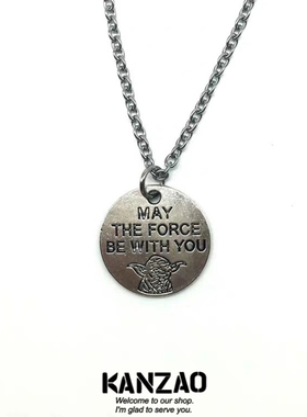 KANZAOins土酷可爱童趣星球大战吊坠复古锁骨链不锈钢项链女潮
