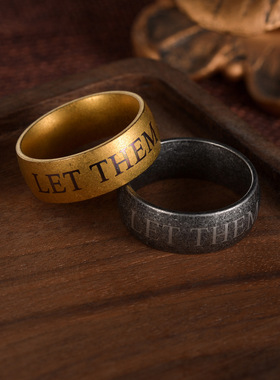 KANZAO 做旧古银色古铜色指环304不锈钢戒指男款复古风手饰