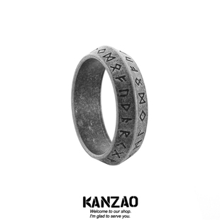KANZAO新款维京文指环卢恩符文戒指象征命运未来与无限力量