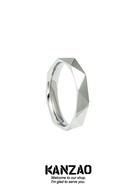 KANZAO几何菱面钛钢戒指女式ins小众个性冷淡风饰品潮人手饰