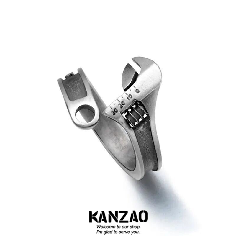 KANZAO无聊了戴个扳手戒指装饰一下日系个性指环活口可调节礼物