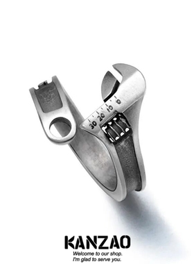 KANZAO无聊了戴个扳手戒指装饰一下日系个性指环活口可调节礼物