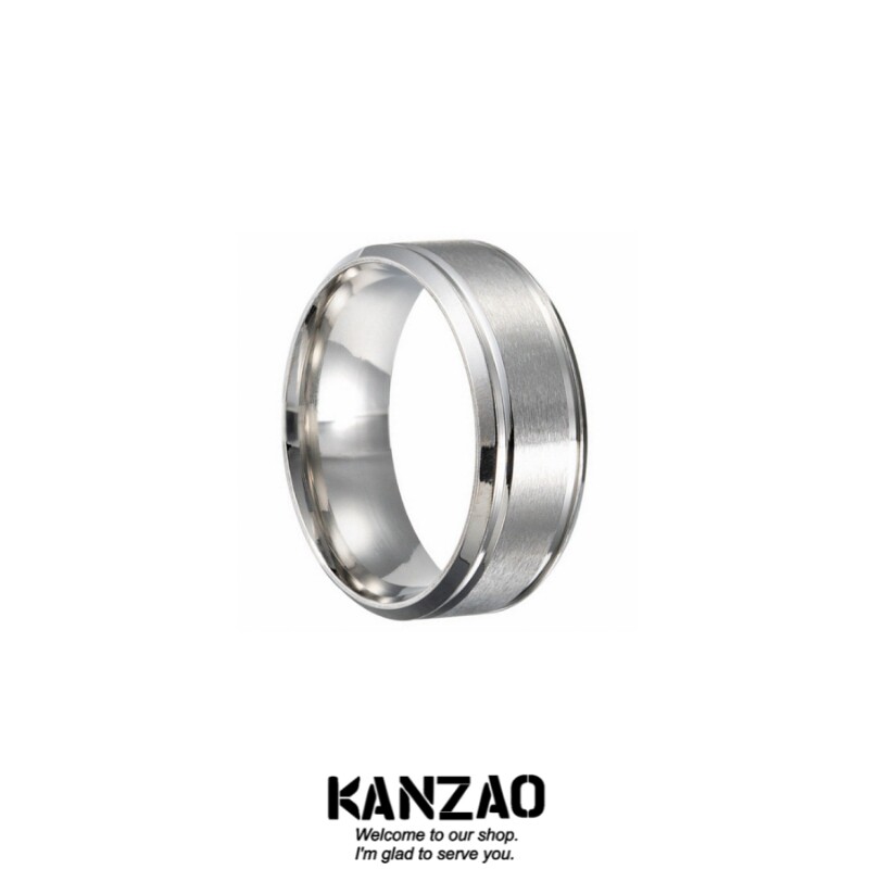 KANZAO中性风哑光拉丝戒指戒指/指环