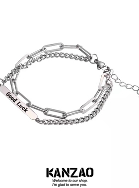 ins风钛钢不掉色拼接潮牌手链