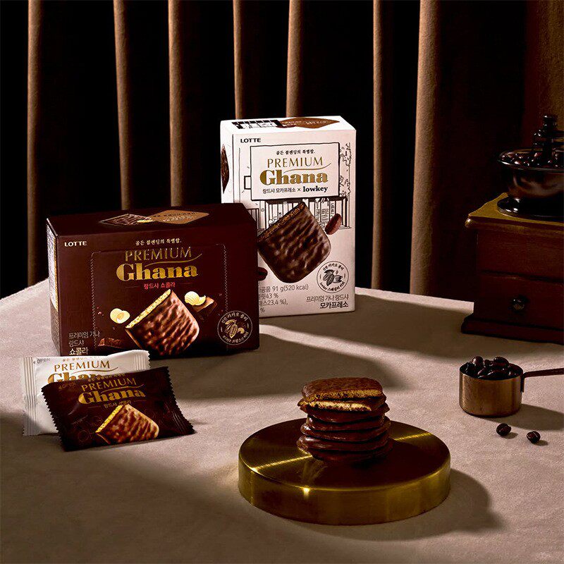 韩国进口LOTTE乐天加纳黄油摩卡巧克力味饼干追剧办公休闲小零食