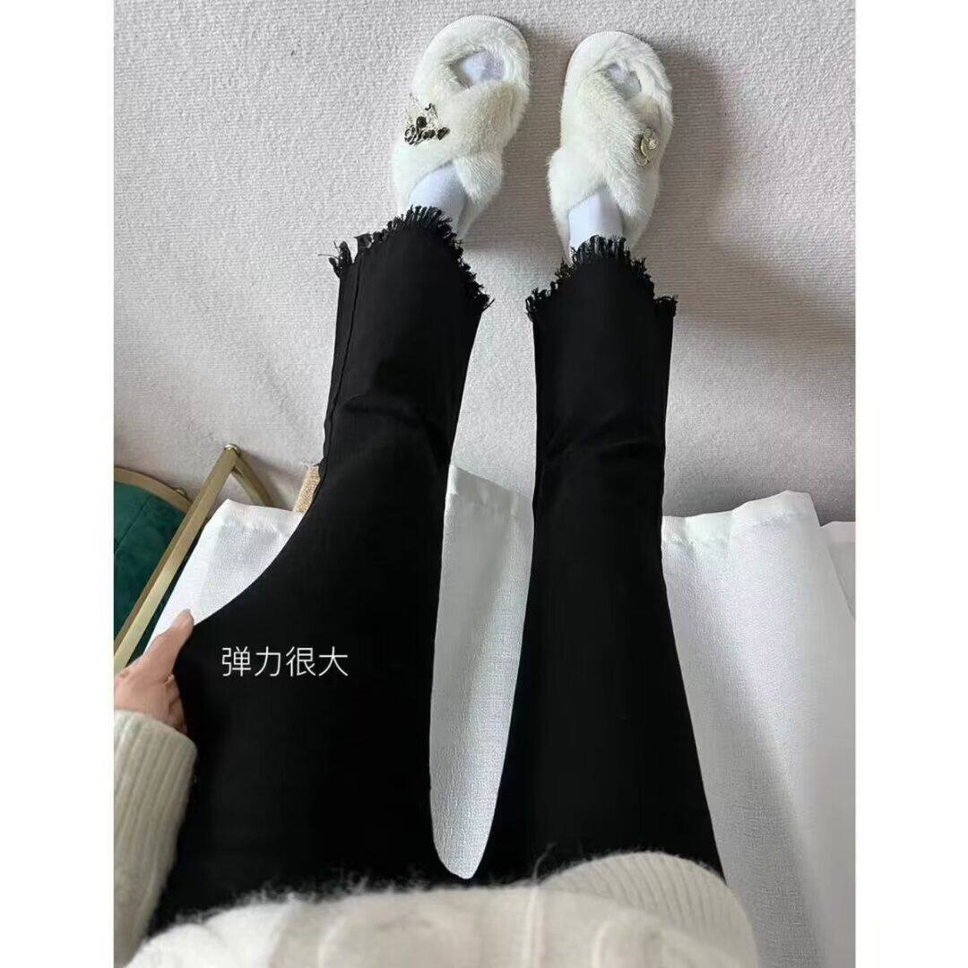 美式微喇牛仔裤女小个子复古弹力牛仔裤