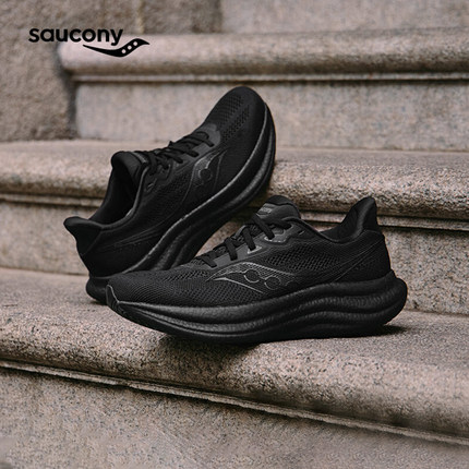 Saucony索康尼TRIUMPH胜利23黑色男女缓震稳定跑鞋运动鞋胜利22