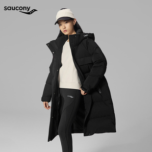Saucony索康尼女子休闲保暖冬季都市生活H型梭织长款宽松羽绒服