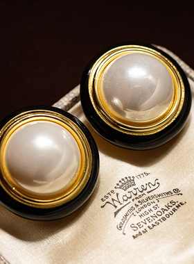 毛晓彤景甜同款复古vintage自制大珍珠耳夹耳饰珐琅小香风高级感