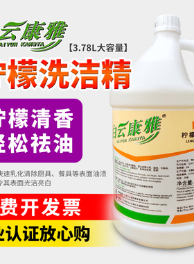 白云康雅酒店家用洗净剂厨房柠檬去油污洗洁精大桶餐具清洁KY131