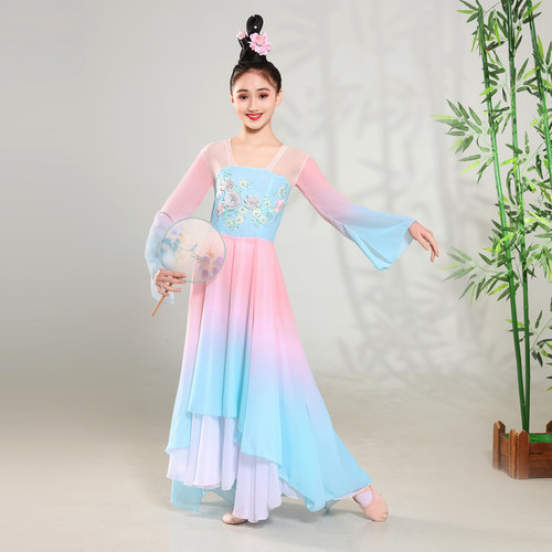 儿童飘逸簪花引繁花古典舞演出服