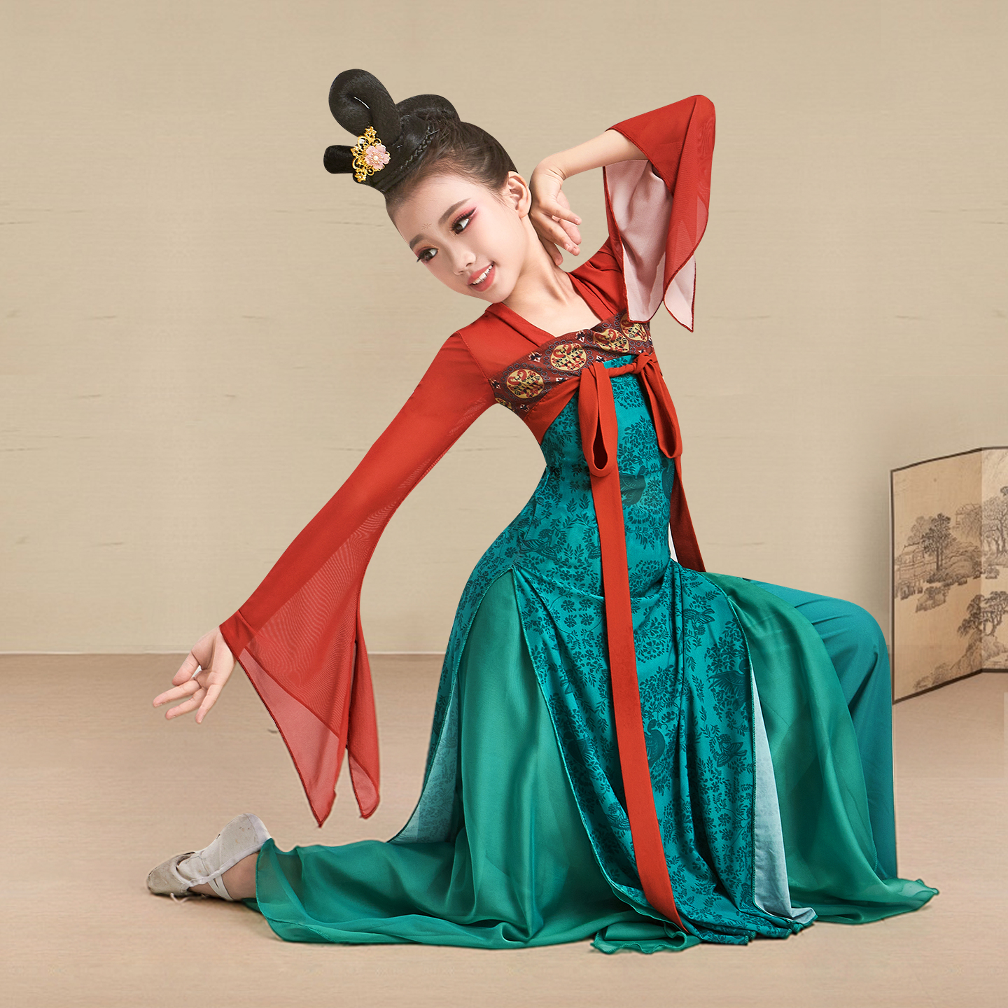 儿童汉唐古典舞演出服飘逸舞蹈服