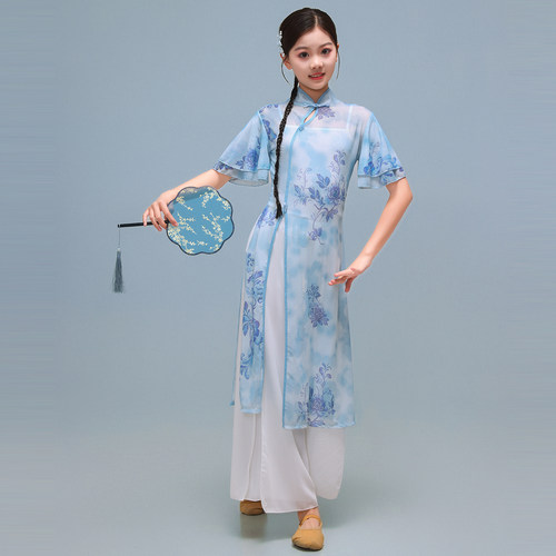 儿童古典舞青花瓷国风演出服套装