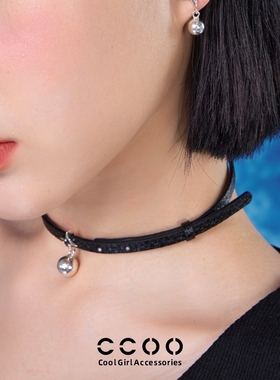 CCOO无性别925银头层真皮choker