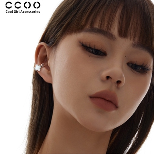 CC&OO天然白贝四叶草耳夹女无耳洞轻奢高级感耳环新款耳骨夹耳饰