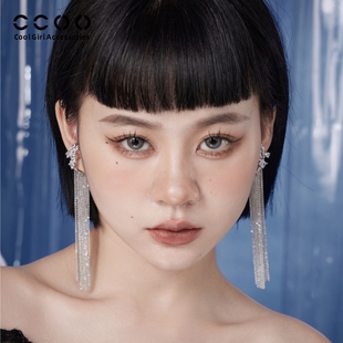 CC&OO锡纸质感系列流苏轻奢耳夹女无耳洞耳骨夹2025新款 造型耳环