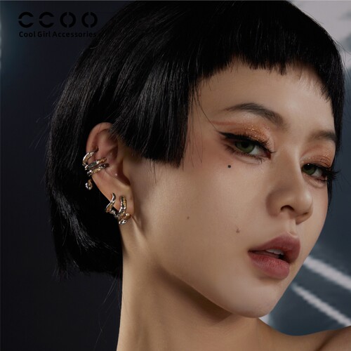CCOO钱蛇耳骨夹前后戴灵蛇耳扣
