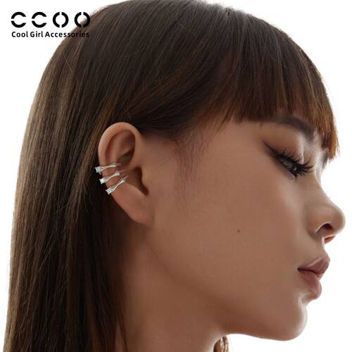 CC&OO气质超闪镶钻三层效果耳夹无耳洞女新款高级感耳环小众耳饰