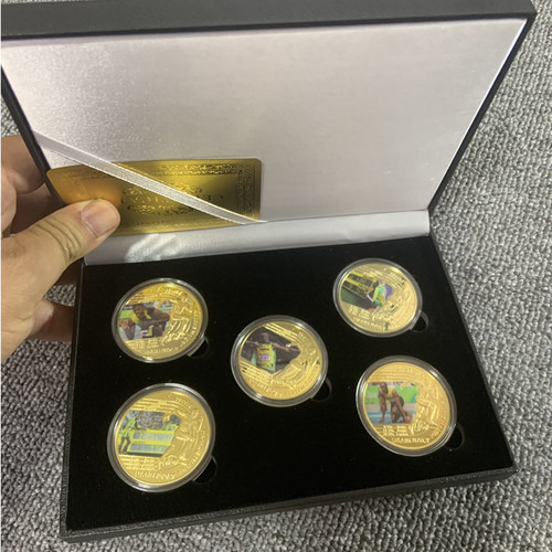 博尔特纪念章纪念币短跑冠军周边手办送朋友毕业生日礼物礼盒装