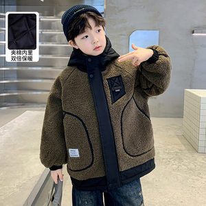 品牌断码男童加厚外套秋冬款新款儿童冬季羊羔绒毛毛衣中大童帅洋