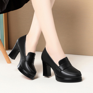 撤柜旗袍走秀高跟鞋模特春秋款防水台粗跟妈妈鞋厚底深口单鞋女士