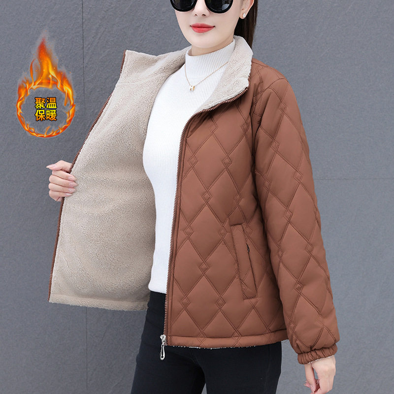 撤柜加绒棉服女款冬季新款中年妈妈洋气减龄加厚棉衣保暖棉袄外套