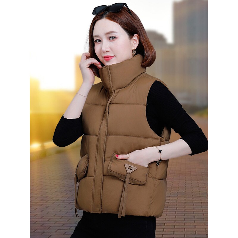 撤柜冬季时尚羽绒棉马甲外套女士年秋冬新款短款立领无袖马夹背心