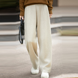 撤柜窄版糯米阔腿裤女秋冬新款加厚高腰休闲裤宽松显瘦针织直筒裤