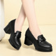 女黑色工作鞋 上班百搭单鞋 防水台秋季 撤柜高跟鞋 皮鞋 一脚蹬